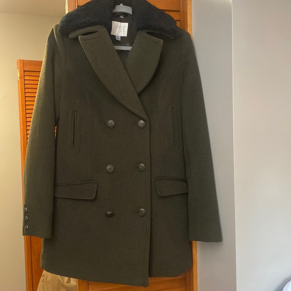 A new day olive green military wool coat jacket zara style